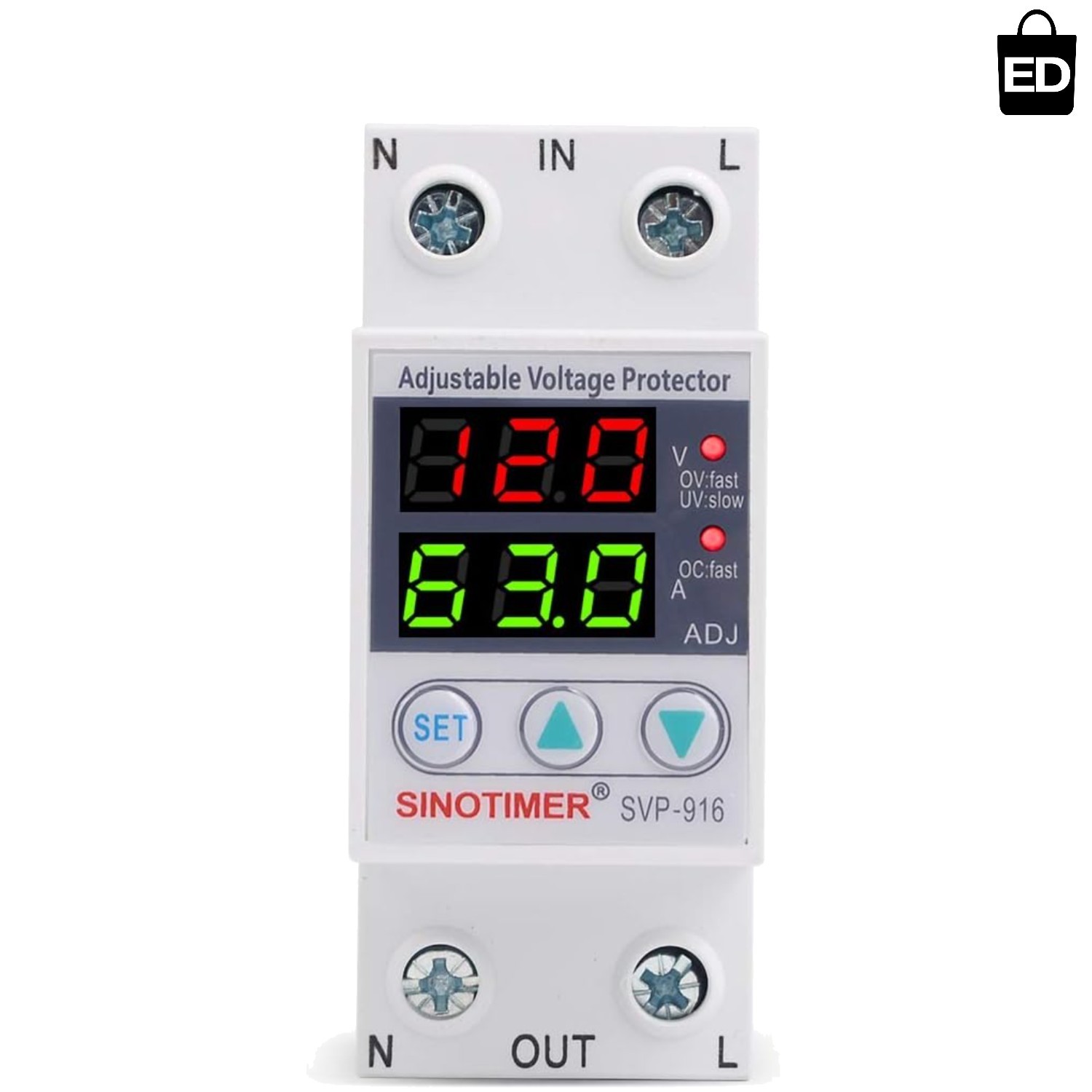 63A Over/Under Voltage Protector with LED Displays & Automatic Recovery Function