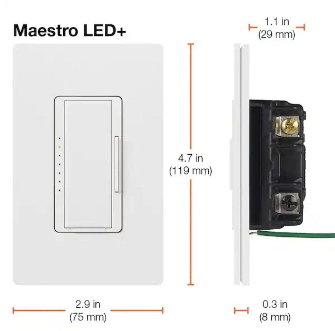 Lutron Maestro LED+ Dimmer Switch for LED Bulbs-150W/Single Pole or Multi Locati