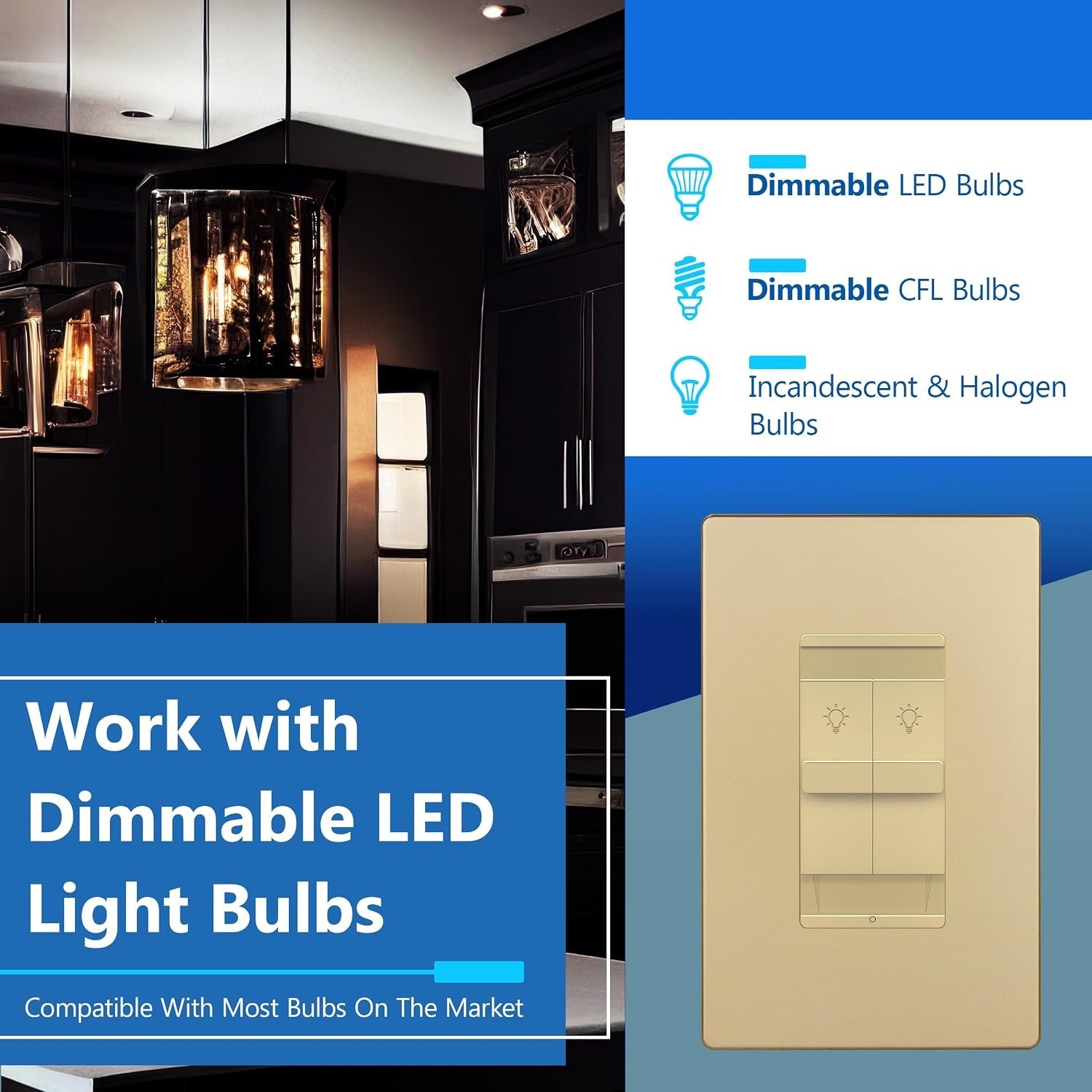 Combination Dual Dimmer Light Switch Control 2 Sliding Light Controls Single P