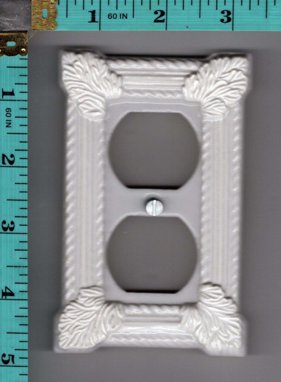 Art Deco? Greek Revival? Heavy Ceramic Dupex Outlet Plate with screw