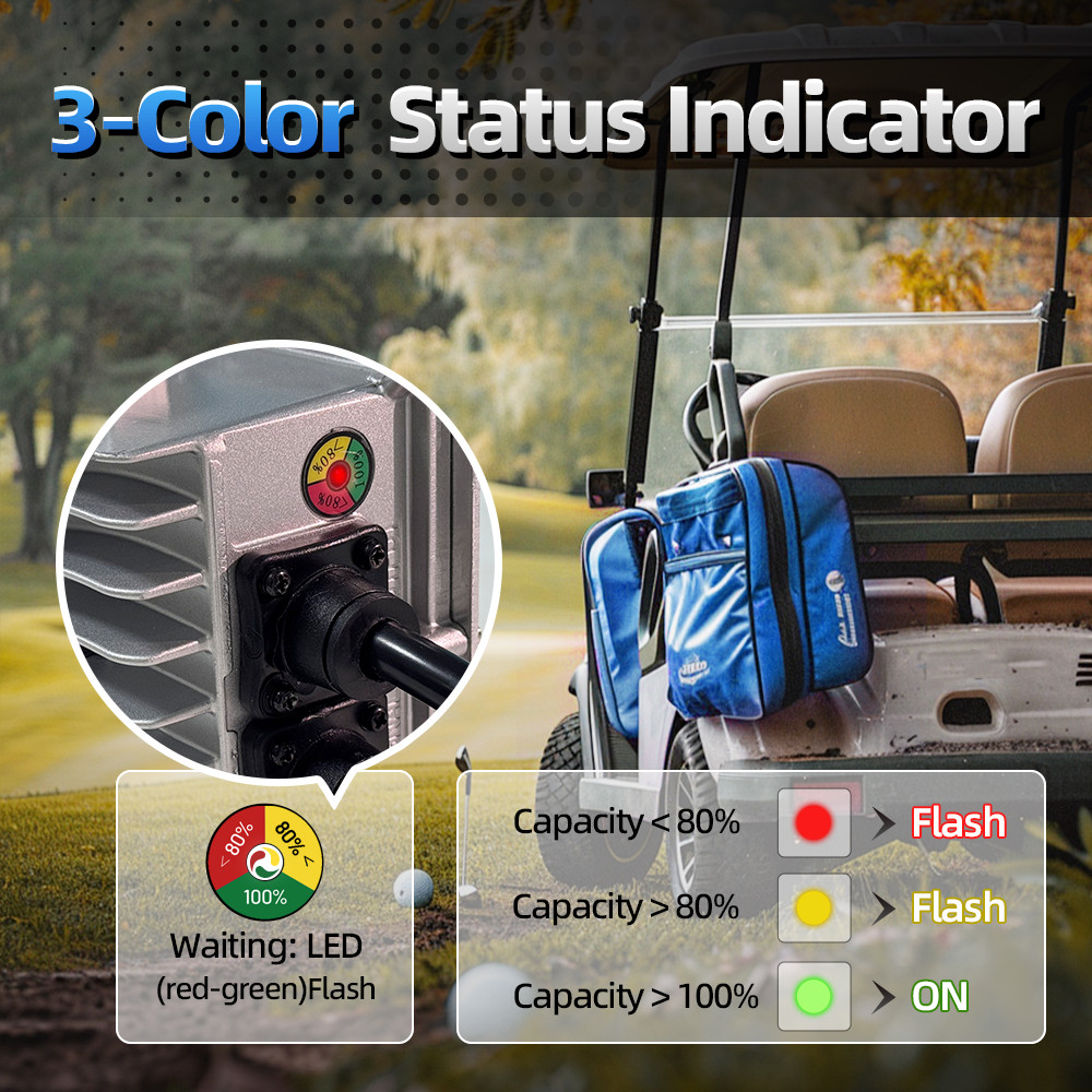 48V 50Ah 100A BMS Lithium Golf Cart Battery + 58.4V 15A LiFePO4 Battery Charger
