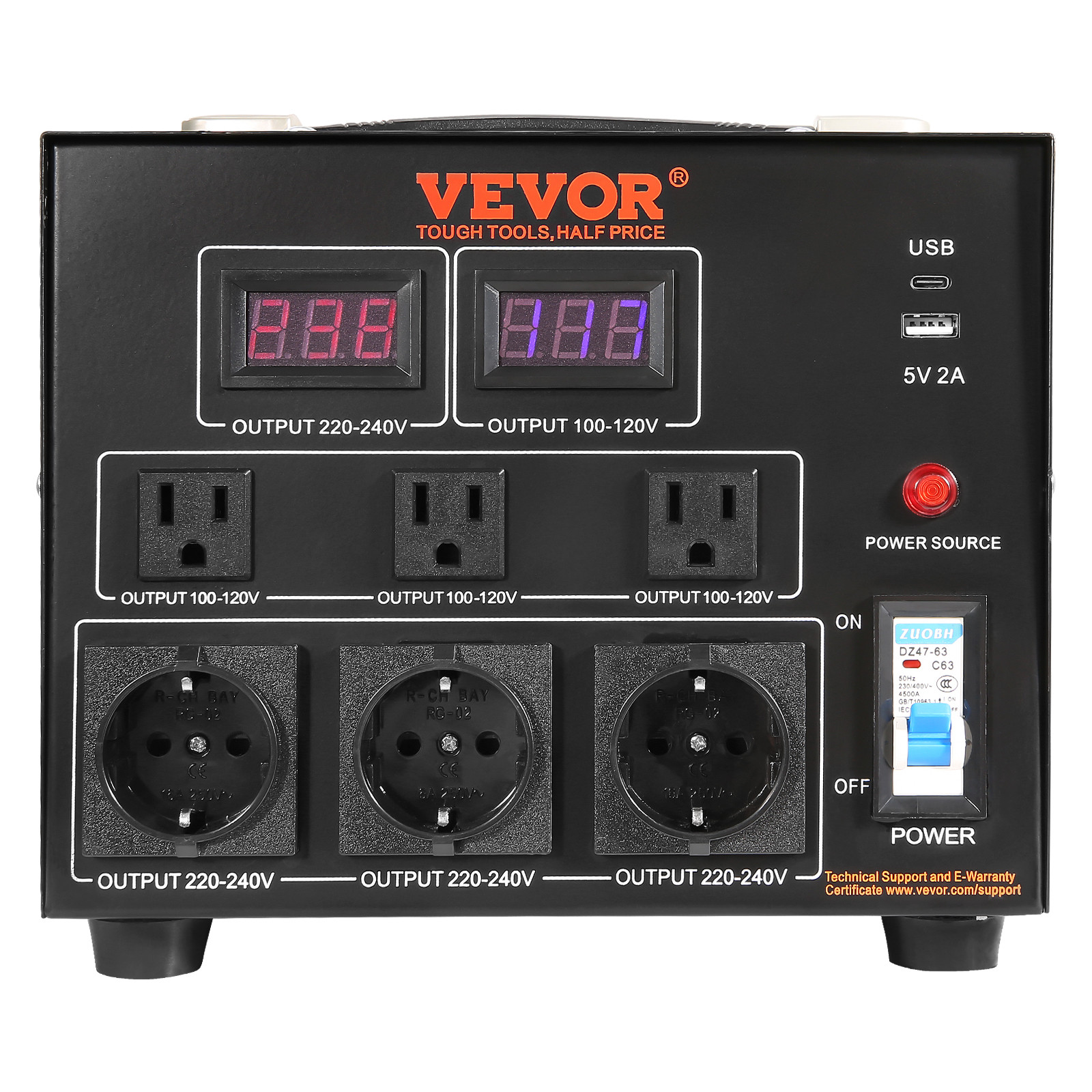 VEVOR 3000W Voltage Converter Transformer Step Up/Down 220V-110V /110V-220V CE