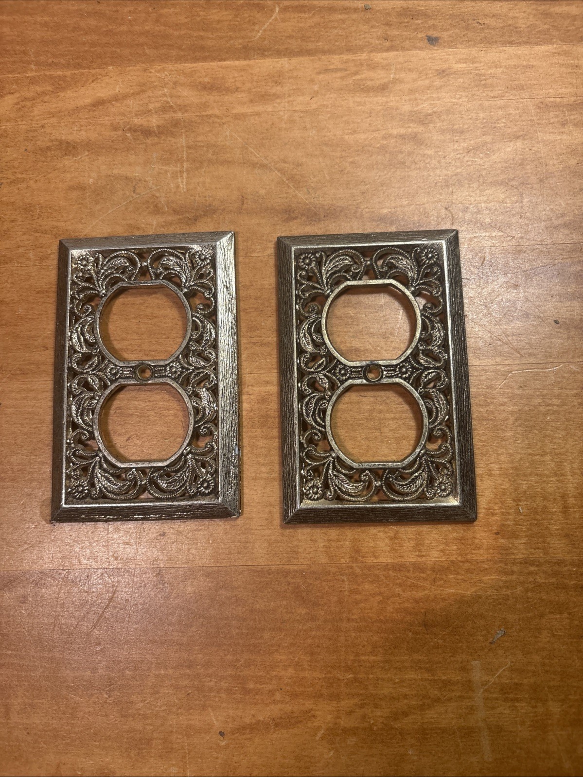 2 Mid Century Modern Outlet Covers Brass Gold Floral Wall Outlet Cover Plates