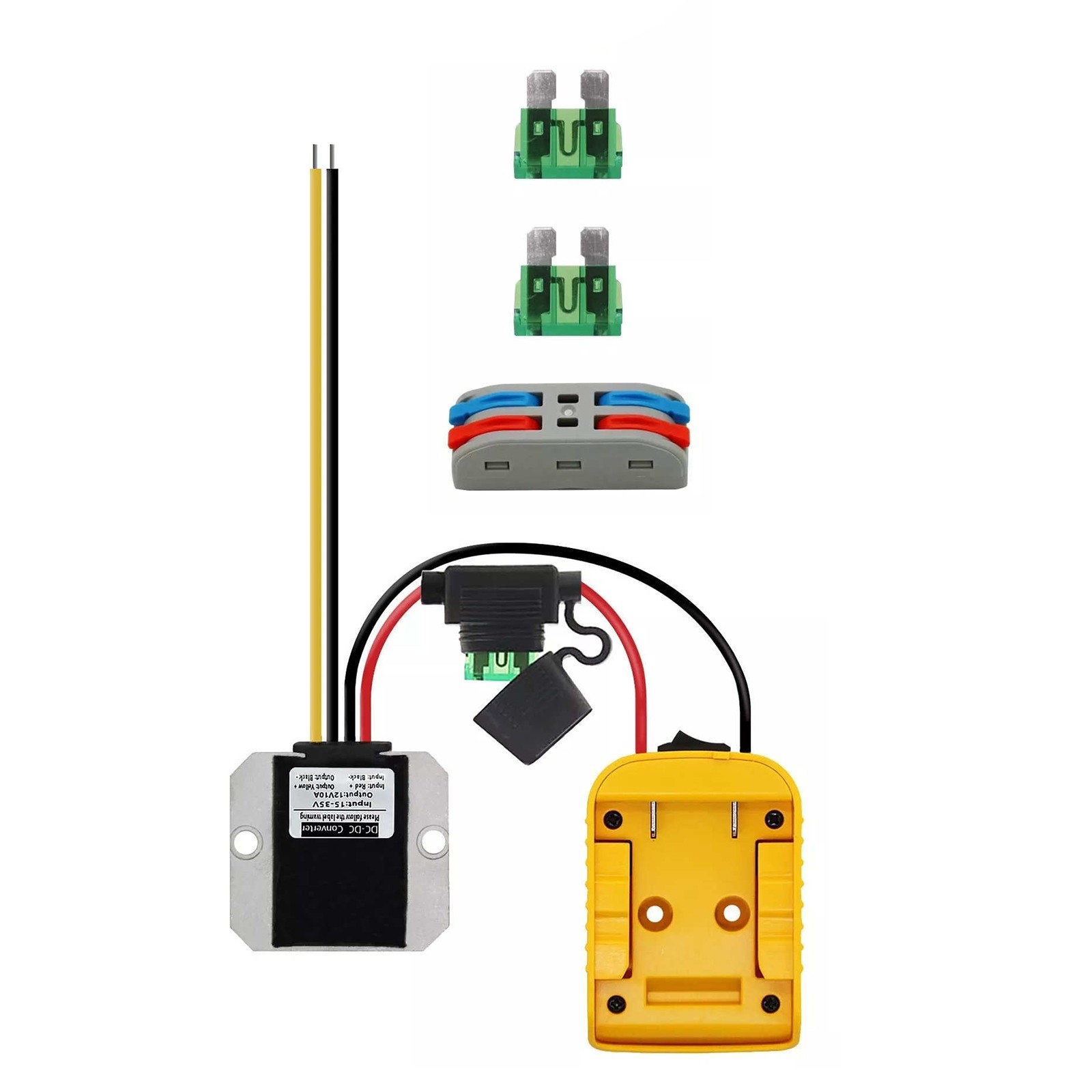 1* 20V to 12V Step Down Converter for DeWalt 20V Power Wheels Battery Adapter DC