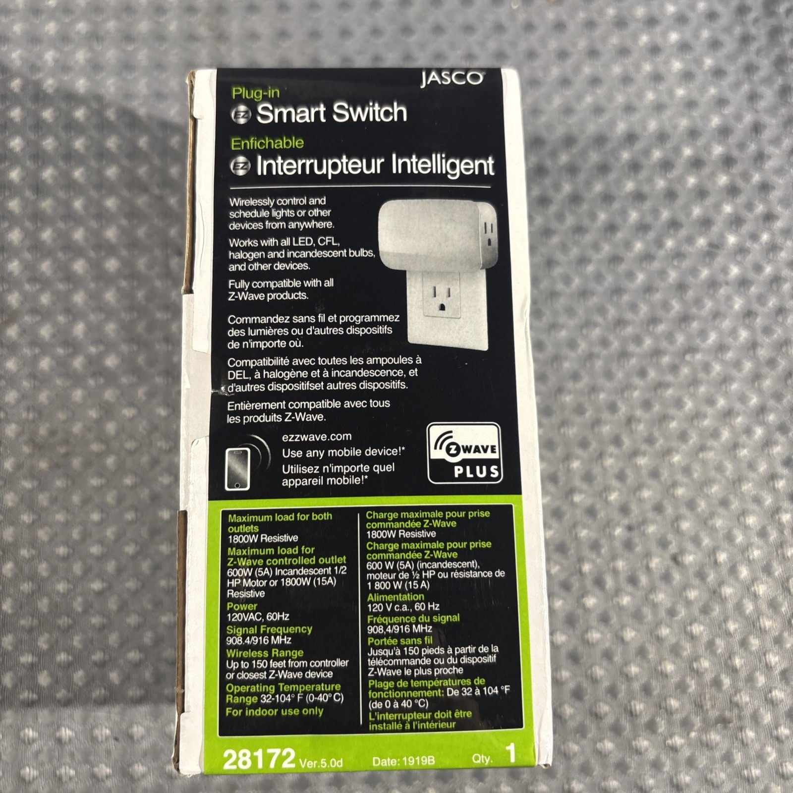 Jasco Z-Wave Plus Plug-In Dual Plug Smart Switch – White (28172)