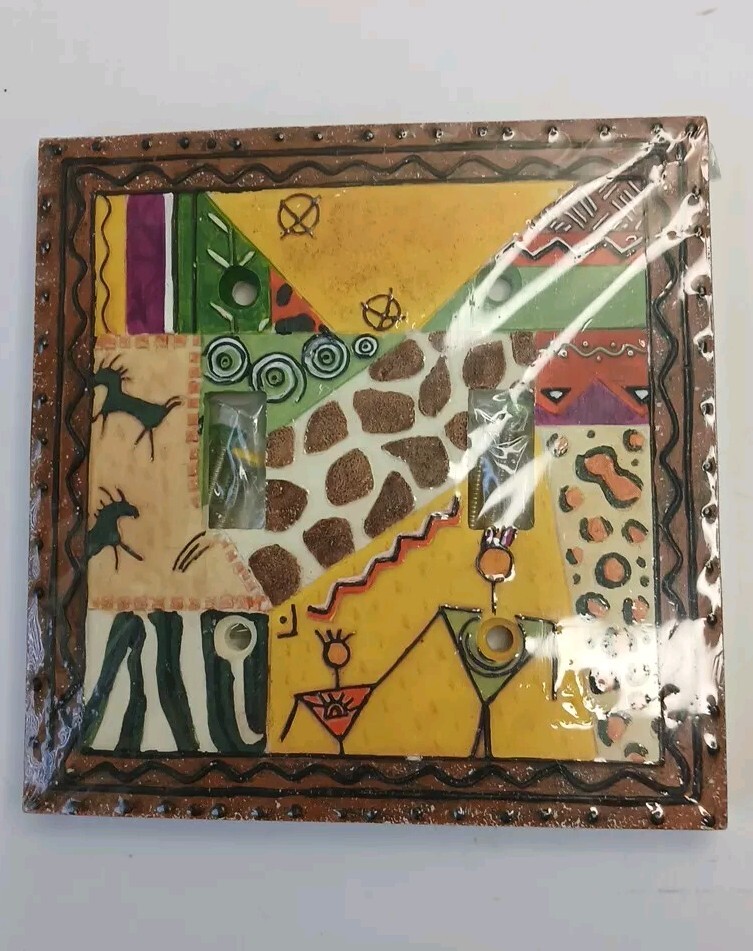 Borders Unlimited Double Toggle Light Switch “Kenya” African Design New
