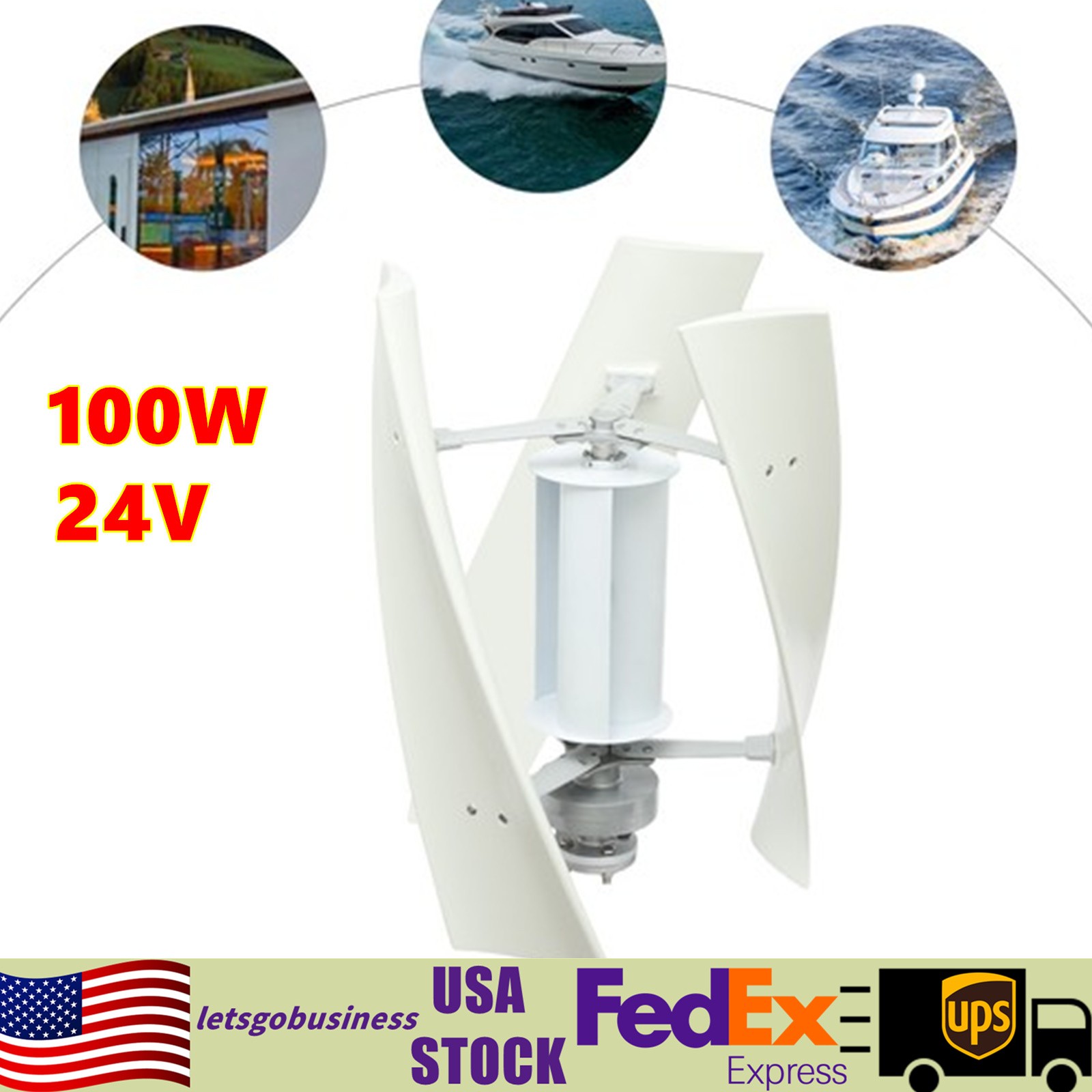 100W 4-Blade Vertical Wind Turbine Generator – 24V W/Controller Windmill Power