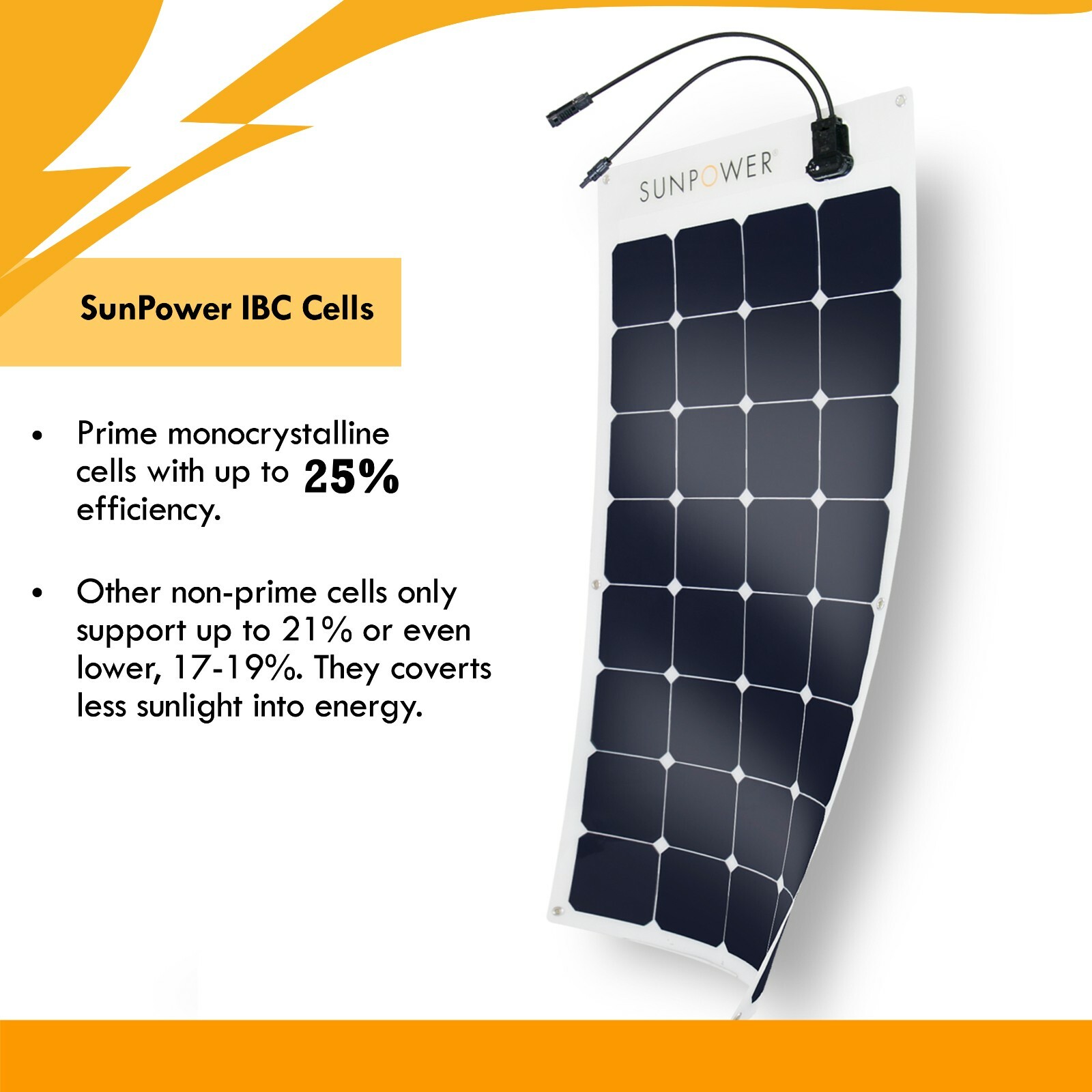 Great For Camper Van, Made in France 100-watt SunPower Flexible Solar Panel