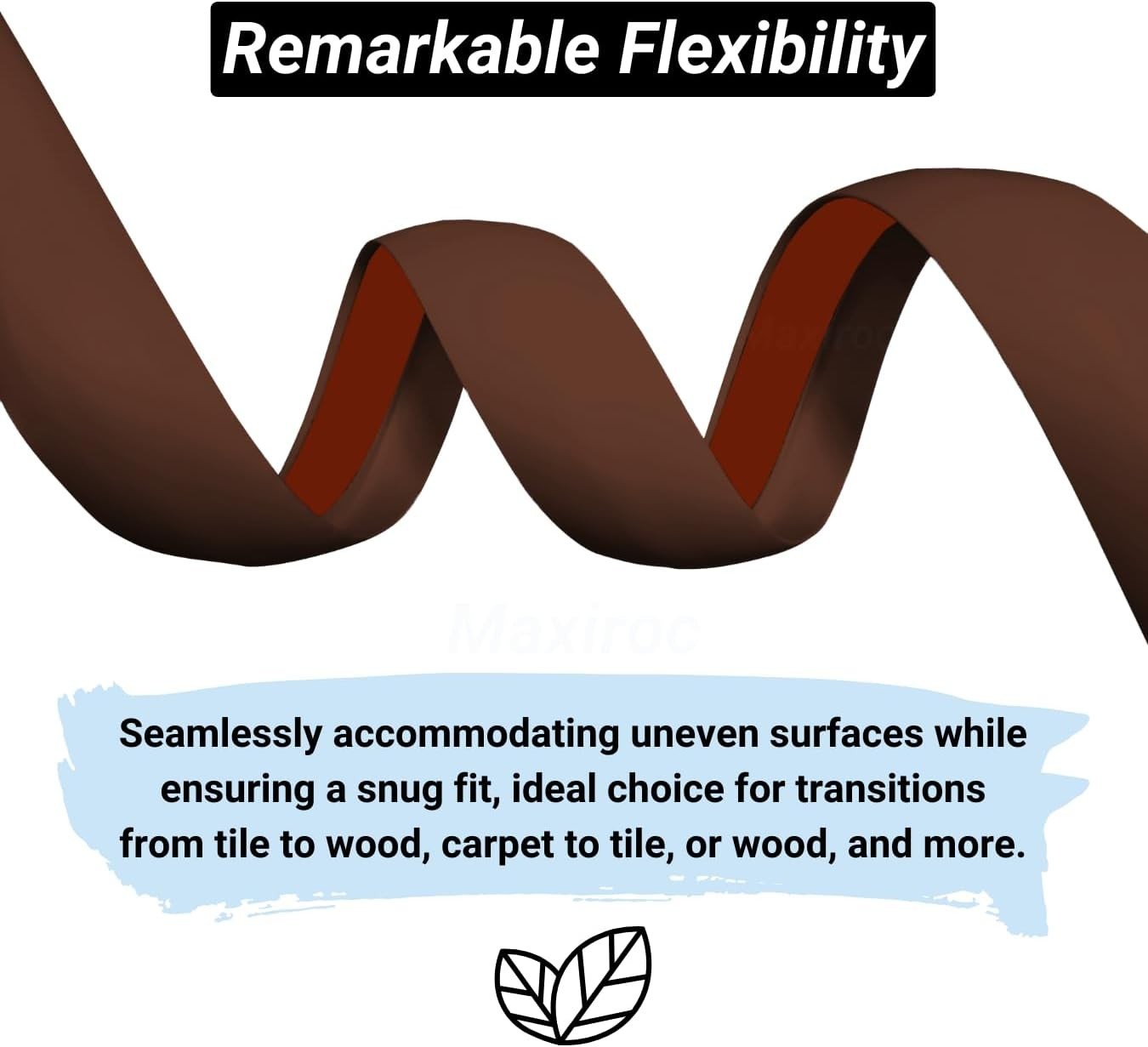 Floor Transition Strip 40 Inch Brown PVC Self Adhesive for Doorway Threshold Gap