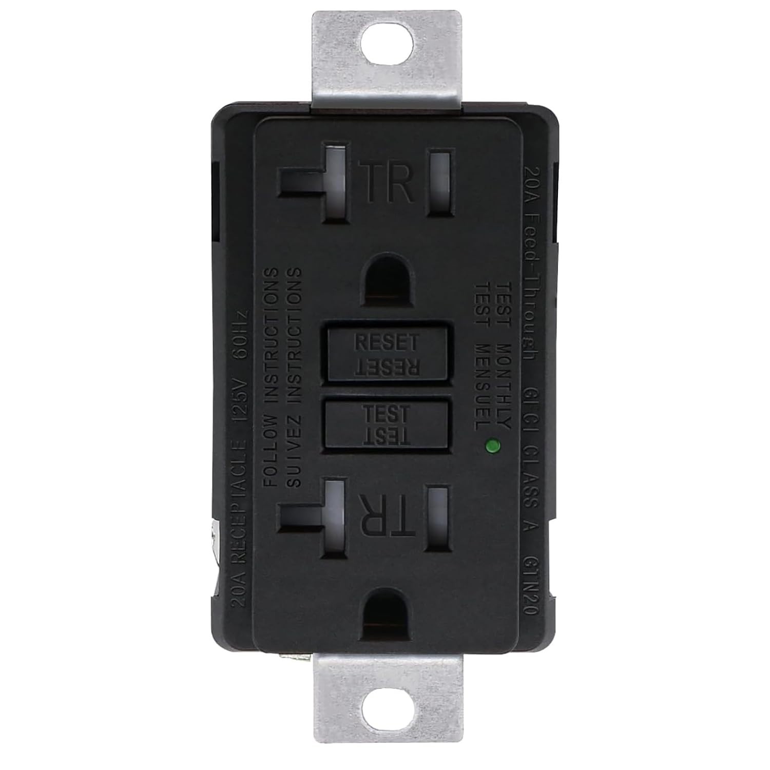 Baomain Generator GFCI Outlet, 20A 125V 60Hz,Tamper-Resistant Black