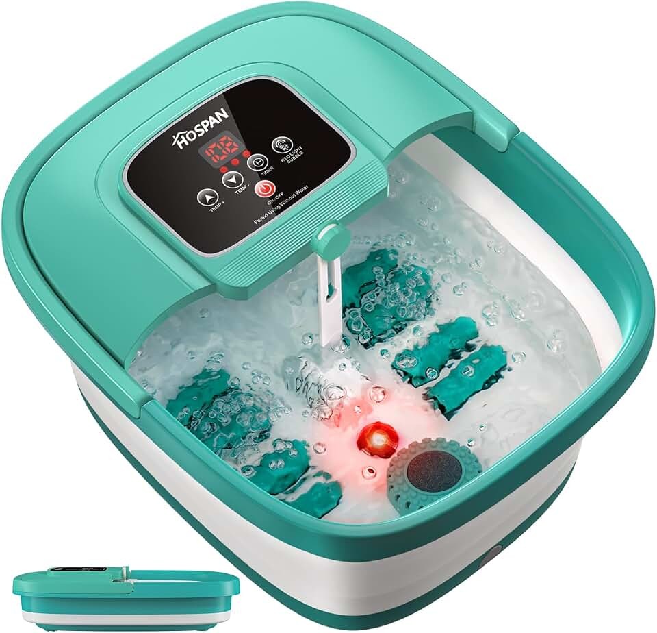 HOSPAN Collapsible Foot Spa with Heat, Bubble, Red Light, and Temperature