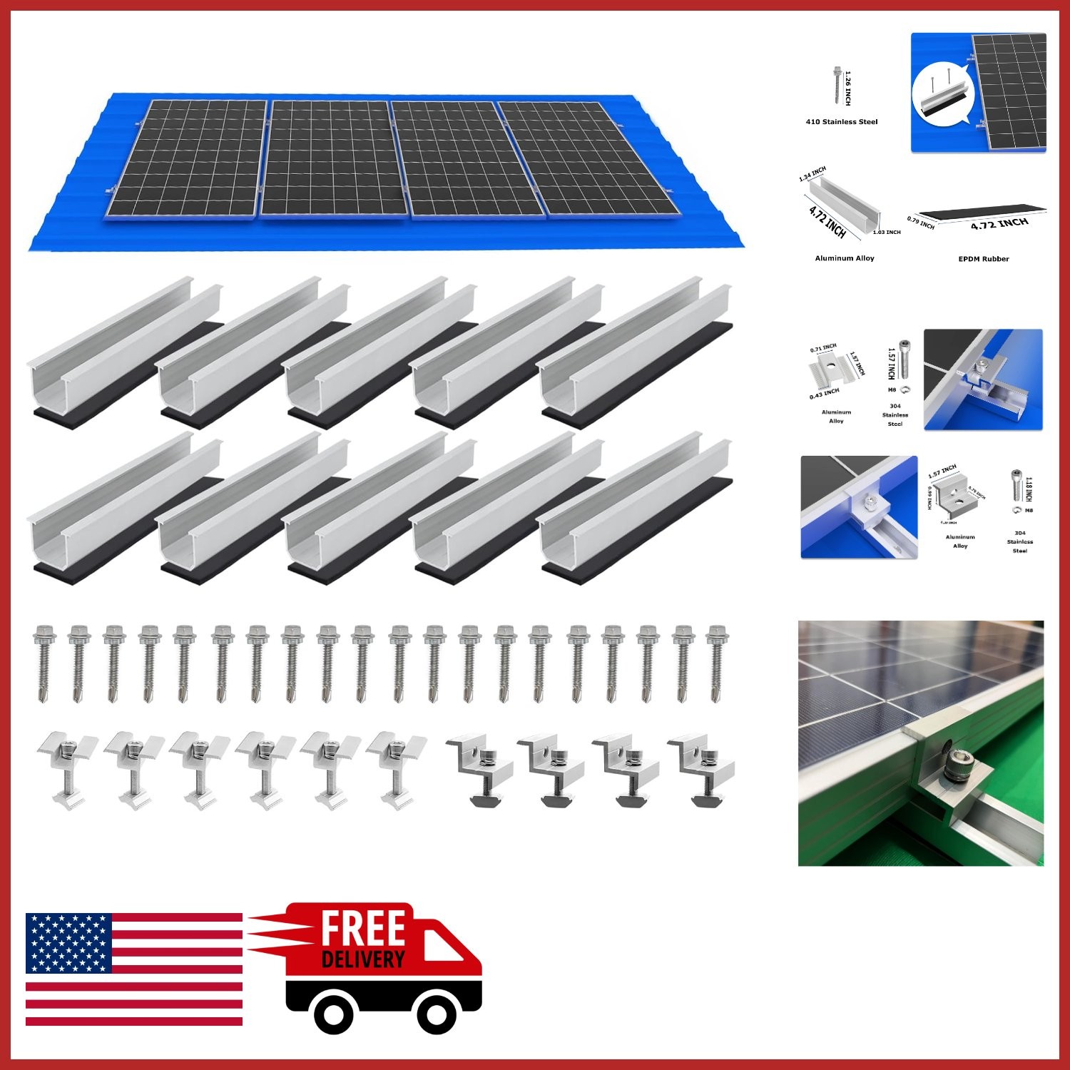 Solar Panel Mounting Brackets for RVs Boats Cabins with Easy Installation Kit