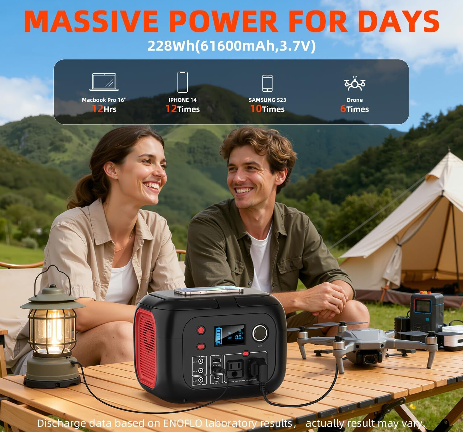 300W Portable Power Station, 228Wh Solar Generator | 110V Pure Sine Wave AC Outl