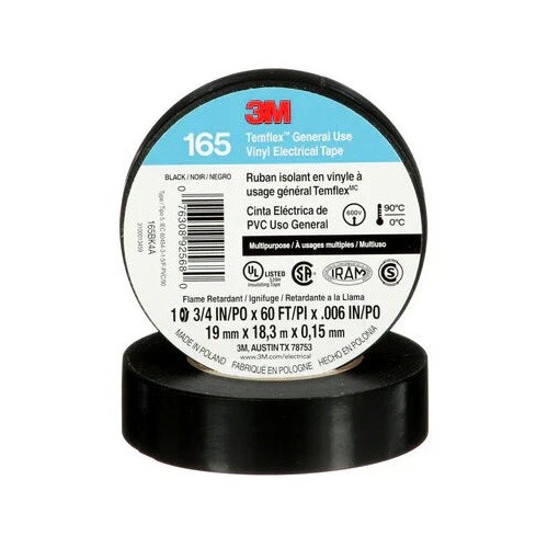 2 3M 1700 165 Temflex Insulated Vinyl Black Electrical Tape 3/4″ x 60′ FT