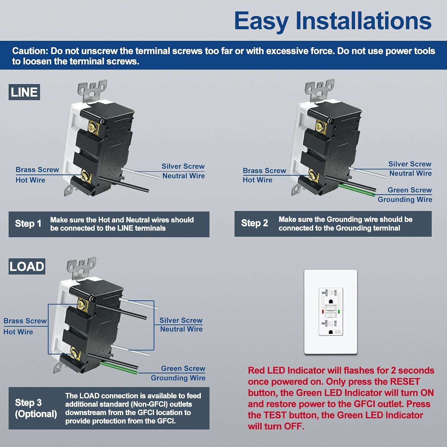 10 Pack GFCI Outlets 20 Amp, Outdoor Weather Proof (WR), Self-Test GFI Receptacl