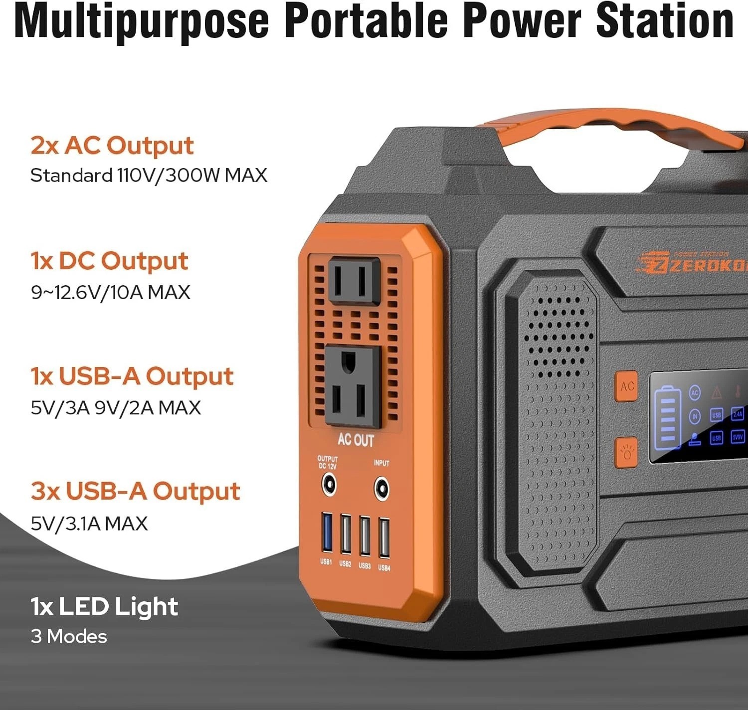 Portable Solar Generator 300W with 60W Panel//