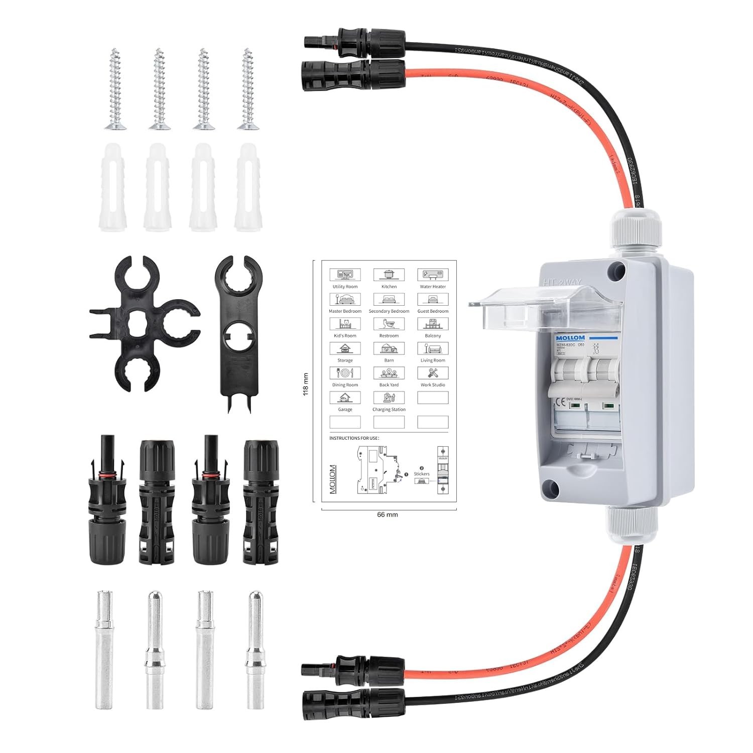Solar Panel Disconnect Switch 1000V 60A Breaker Box for PV Home Outdoor