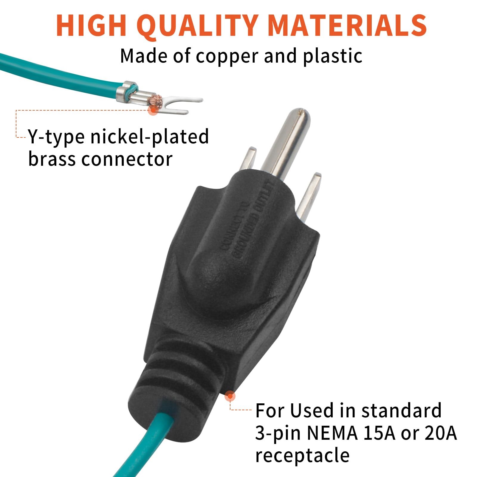 Shielded Ethernet Patch Panel Bond Ground Extension Cord –14AWG (Y-Terminal 6…