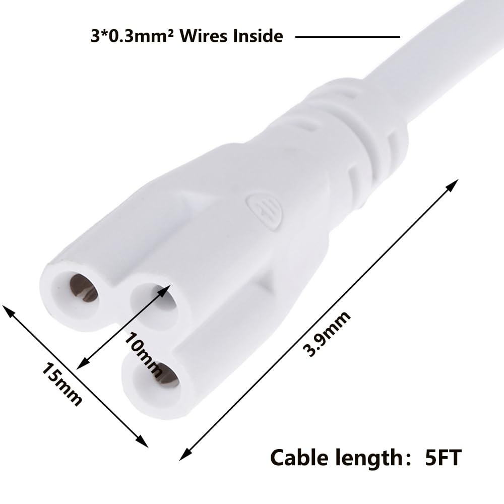 5FT T5 T8 Tube Light Fixture LED Linkable Cord, Double end Connector Cable, P