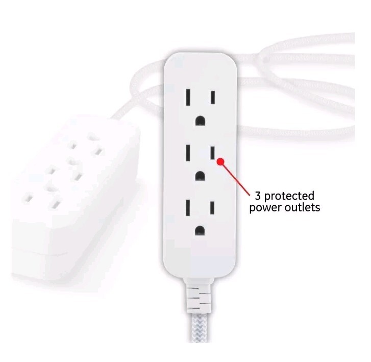 Cordinate Designer Extension Cord, 3 Grounded Outlets, 10-foot Cord and Low-Prof
