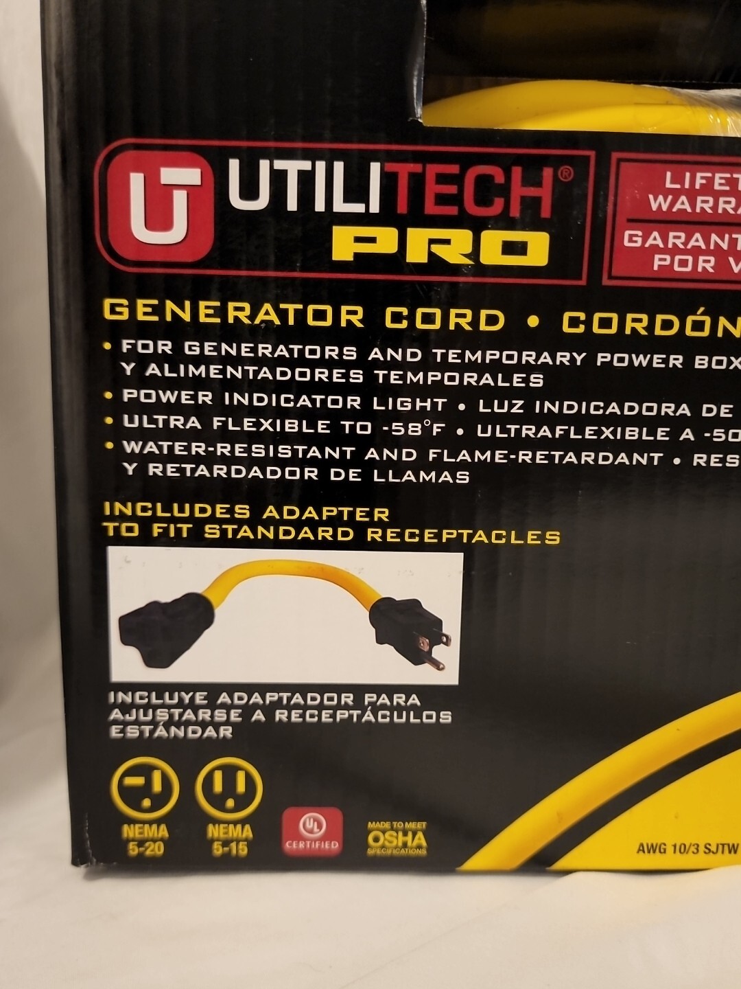 Utilitech Pro 50ft GENERATOR CORD 20-amp 125-volt 10/3 #0068598