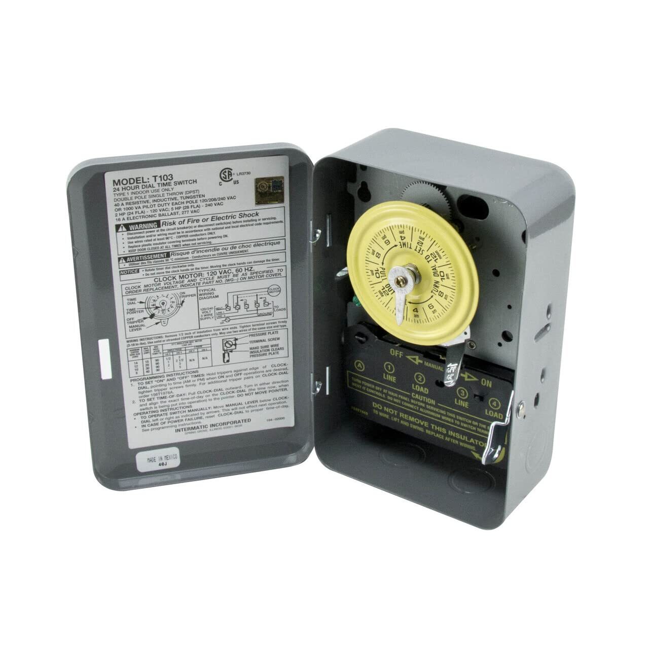 24 Hour Mechanical Timer Switch 40 Amp 12 On Off Operations Manual Override