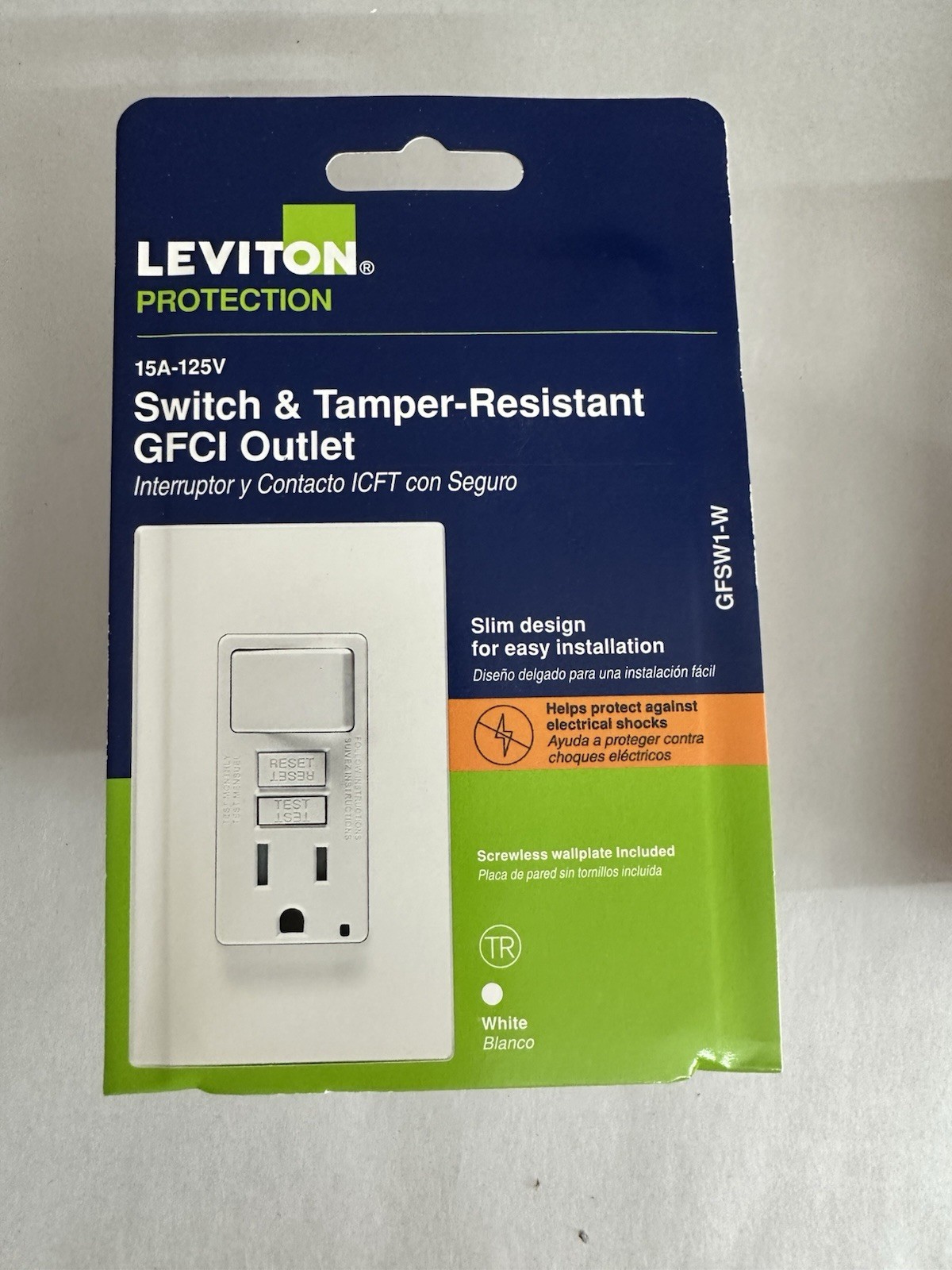 Leviton C22-SFSW1-00W 15A GFCI Combination Switch White SmartlockPro Slim 125V