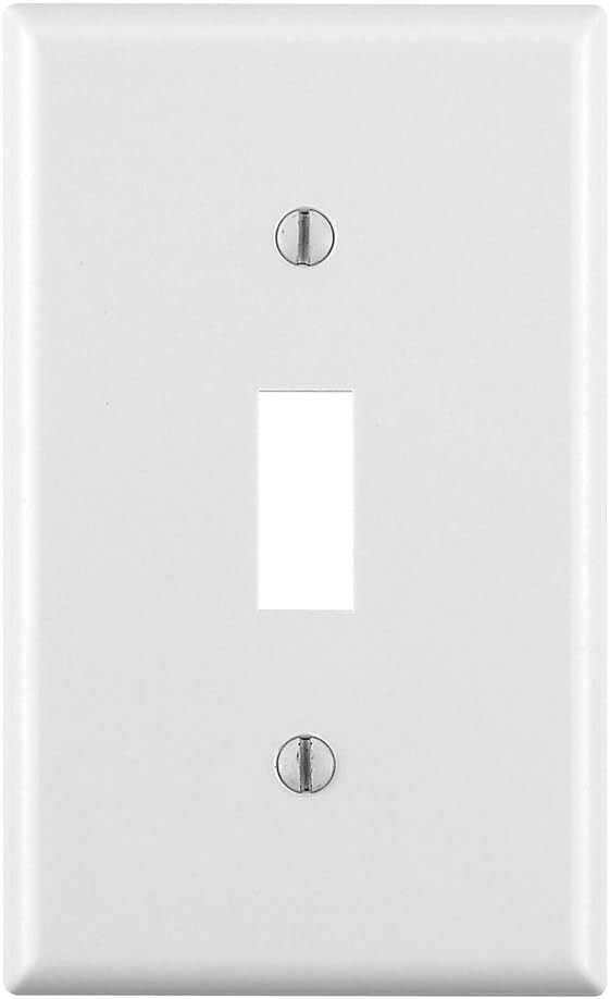 Leviton 88001 1-Gang Toggle Switch Wallplate, White – Standard Size – 1 Pack