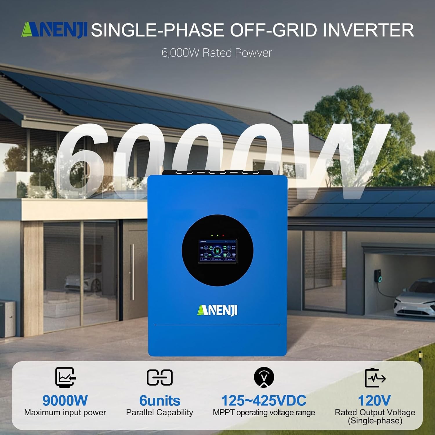 6000W 48V Solar Inverter Hybrid Off-grid 110V/120V MPPT 120A Charger Controller