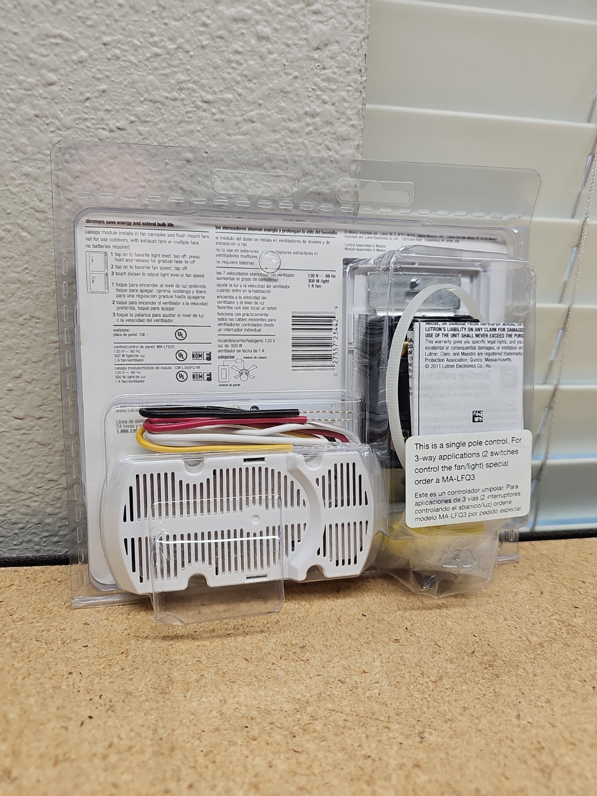 LUTRON MA-LFQHW-WH Maestro Quiet Fan Control & Dimmer Kit White NEW (A5)