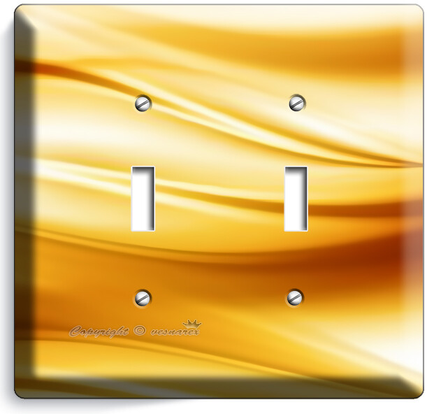 GOLDEN CARAMEL WAWY HUES 2 GANG LIGHT SWITCH PLATE BEDROOM LIVING ROOM ART DECOR