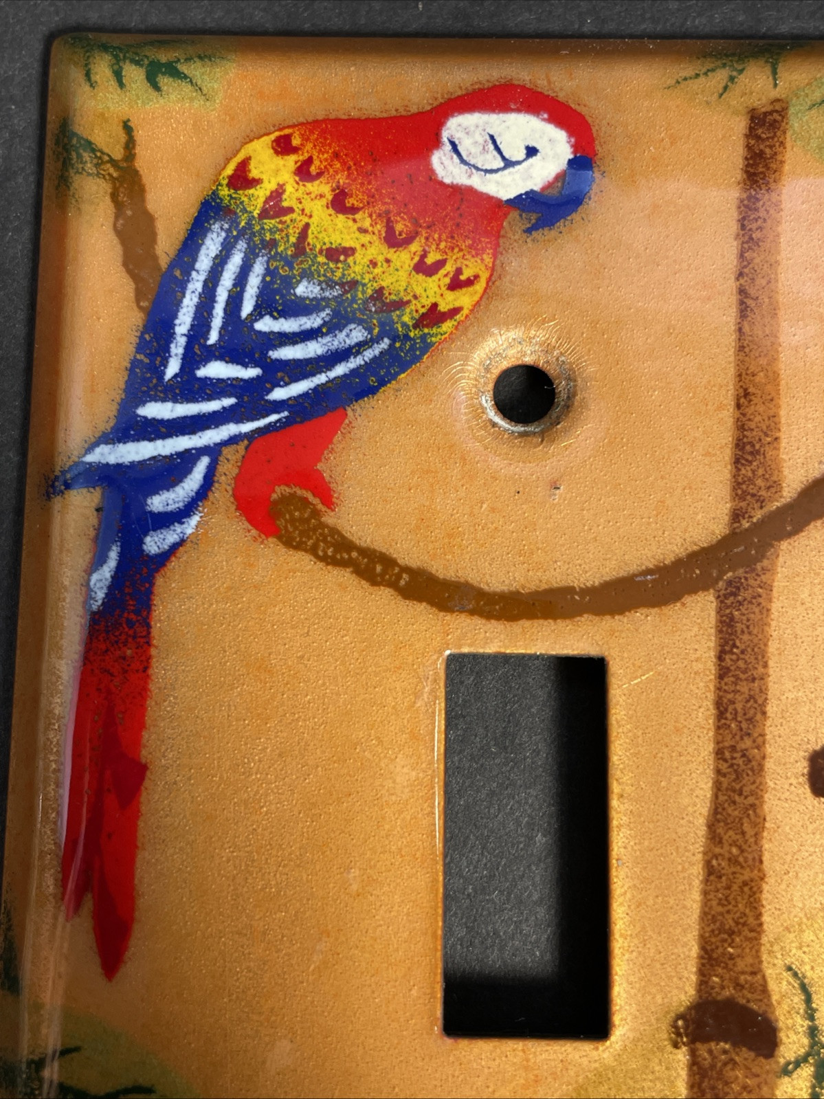 Parrot Bird Tropical Light Switch Plate Cover Limoges Limiteds Hand Painted CA