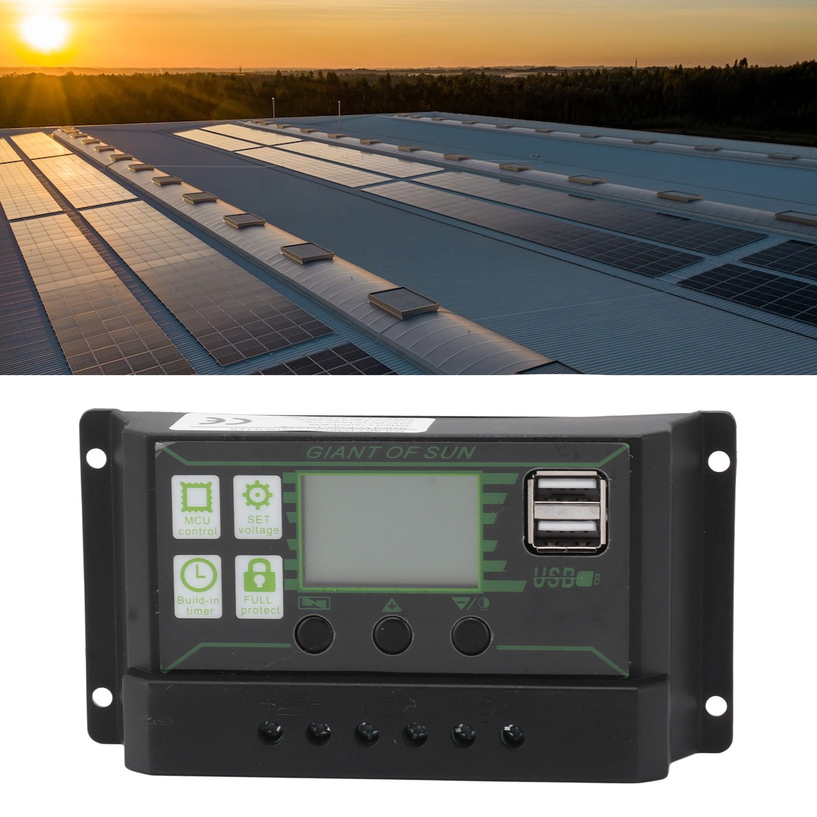 Hot (200A)Solar Charge Controller LCD Display Dual USB Port PWM Charging ABS 5V