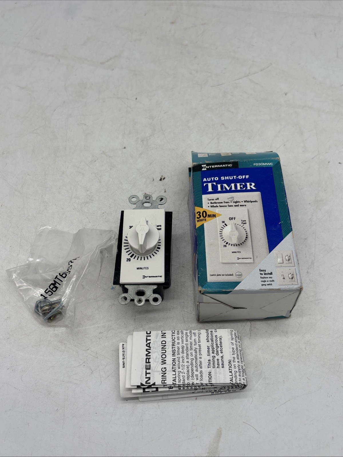 Intermatic FD30MWC 30-Minute Auto Shut-Off Timer Switch White SPST Energy Saver