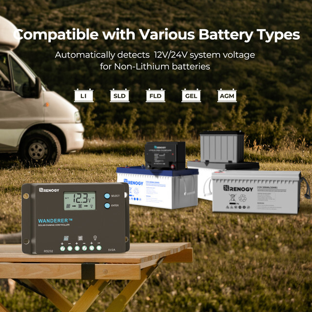Renogy Wanderer 10A Solar Charge Controller Common Negative Battery Regulator