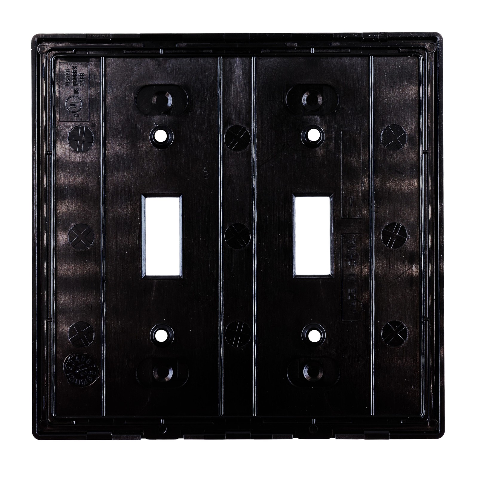 EATON PJS2BK-SP-L MID-SIZE 2-GANG TOGGLE SCREWLESS WALL PLATE, BLACK