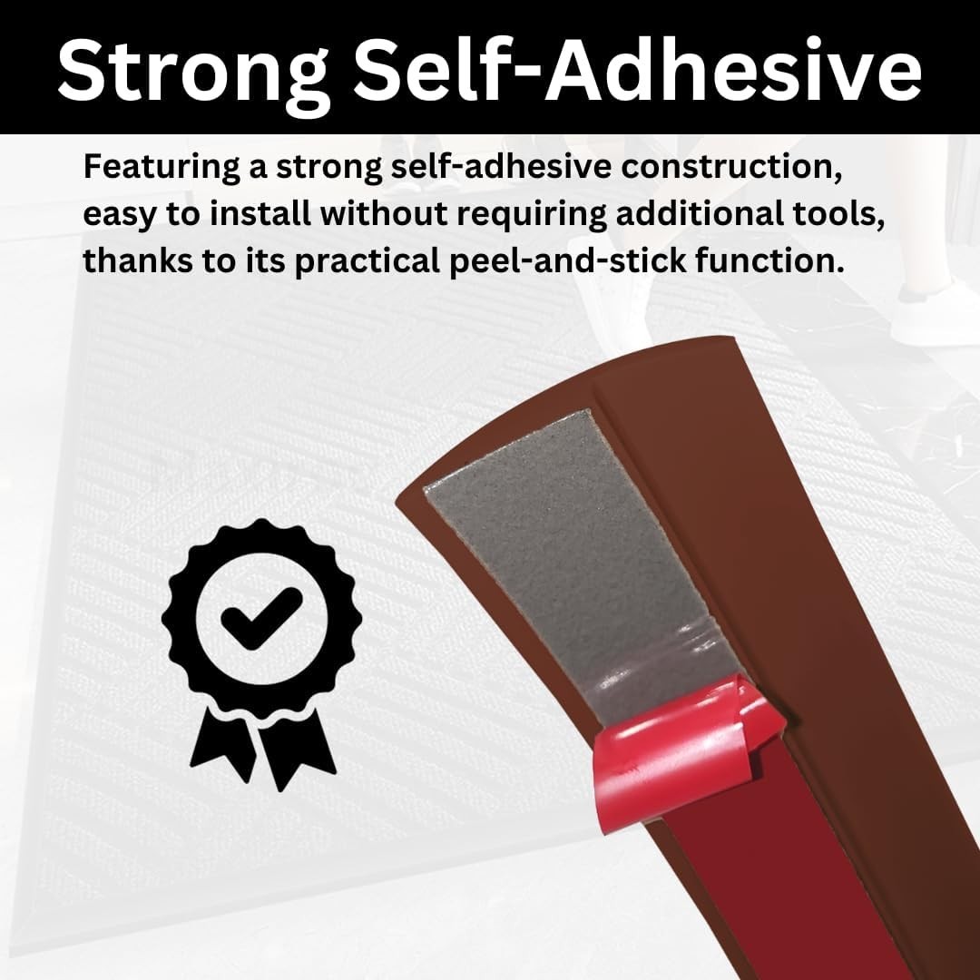 Floor Transition Strip 40 Inch Brown PVC Self Adhesive for Doorway Threshold Gap
