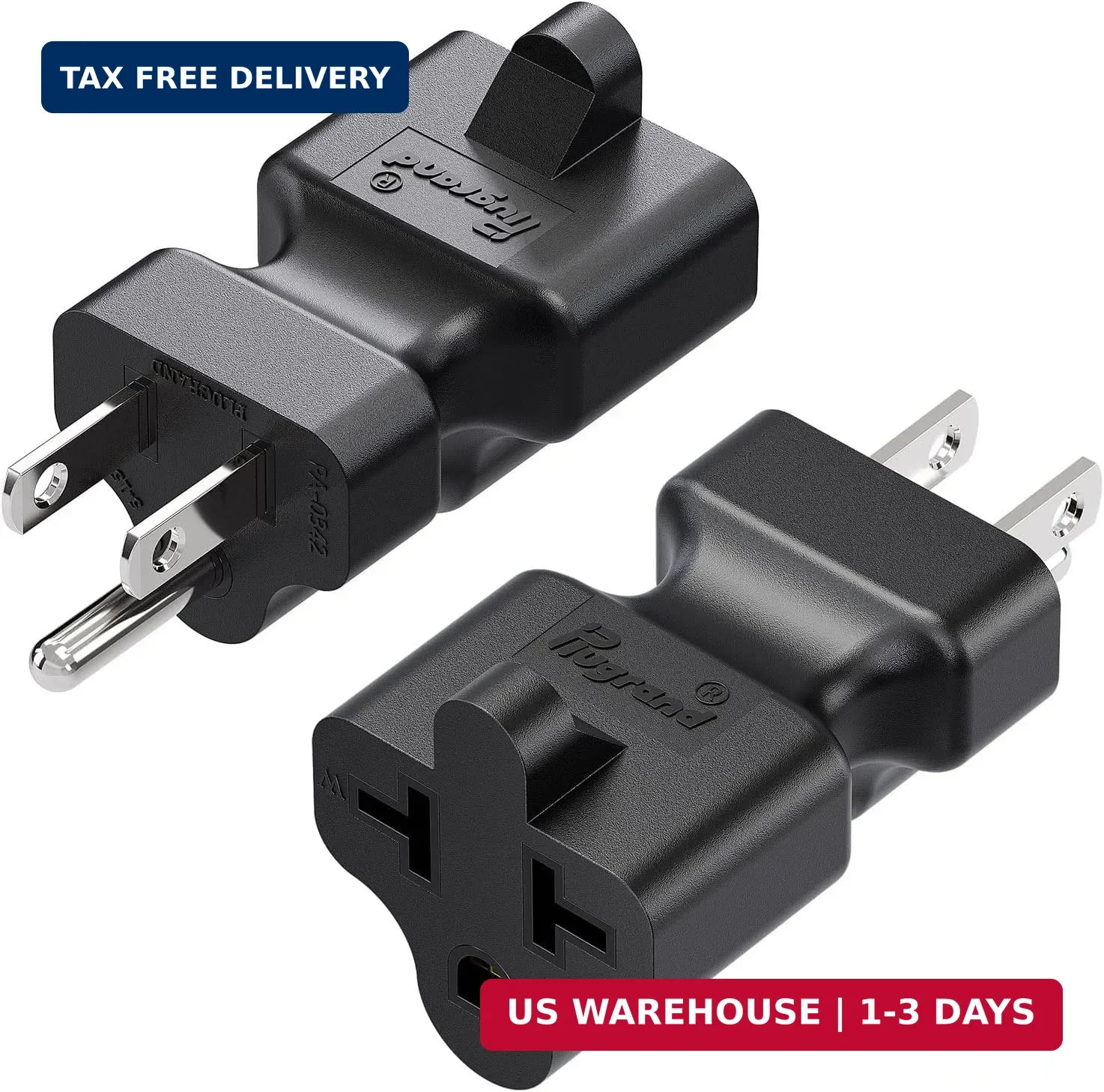 [2Pack] Four-in-One 4-in-1 15 Amp Household AC Plug to 20 Amp T Blade Adapter,5-