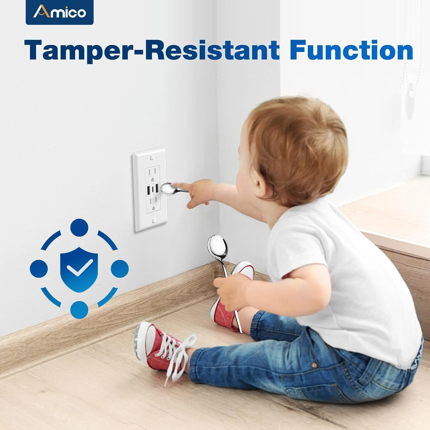 6.0A USB Outlet 6 Pack, 3-Port 30W Wall Outlets with 2 Type a & 1 Type C, 15 Amp