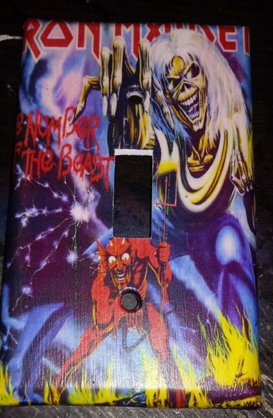 Custom Handmade Iron Maiden – The Number Of The Beast Single Light Switch Cover