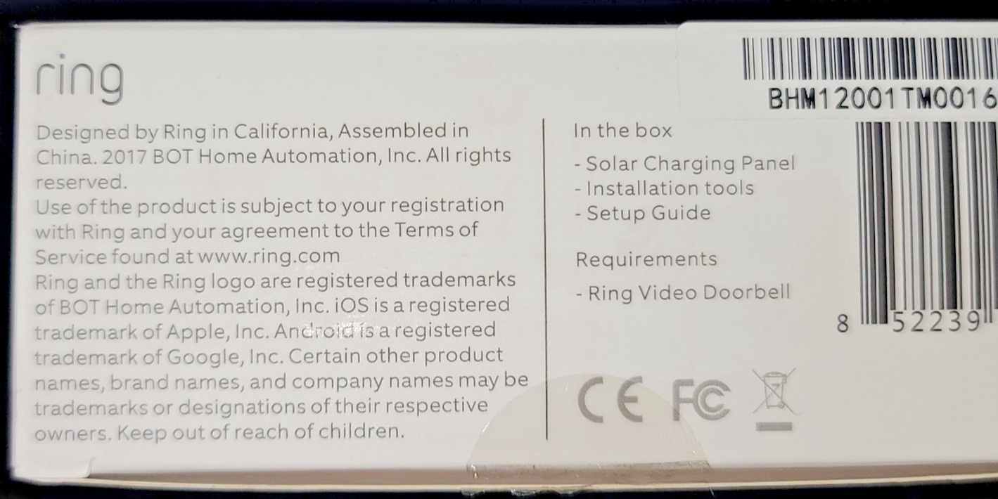 Ring Solar Charger for Video Doorbell 1st Gen – New in Box – Rare & Discontinued