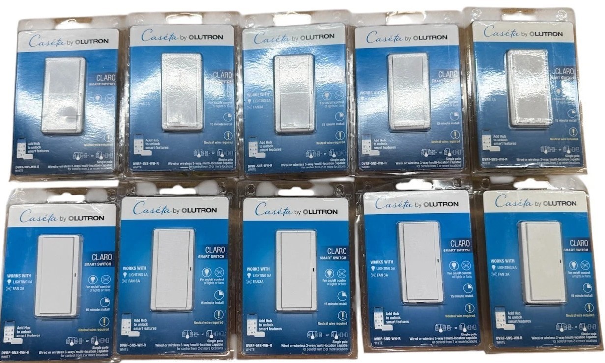 10 PCS Lutron Caseta Claro Smart Switch 5A Single Pole/3-Way White
