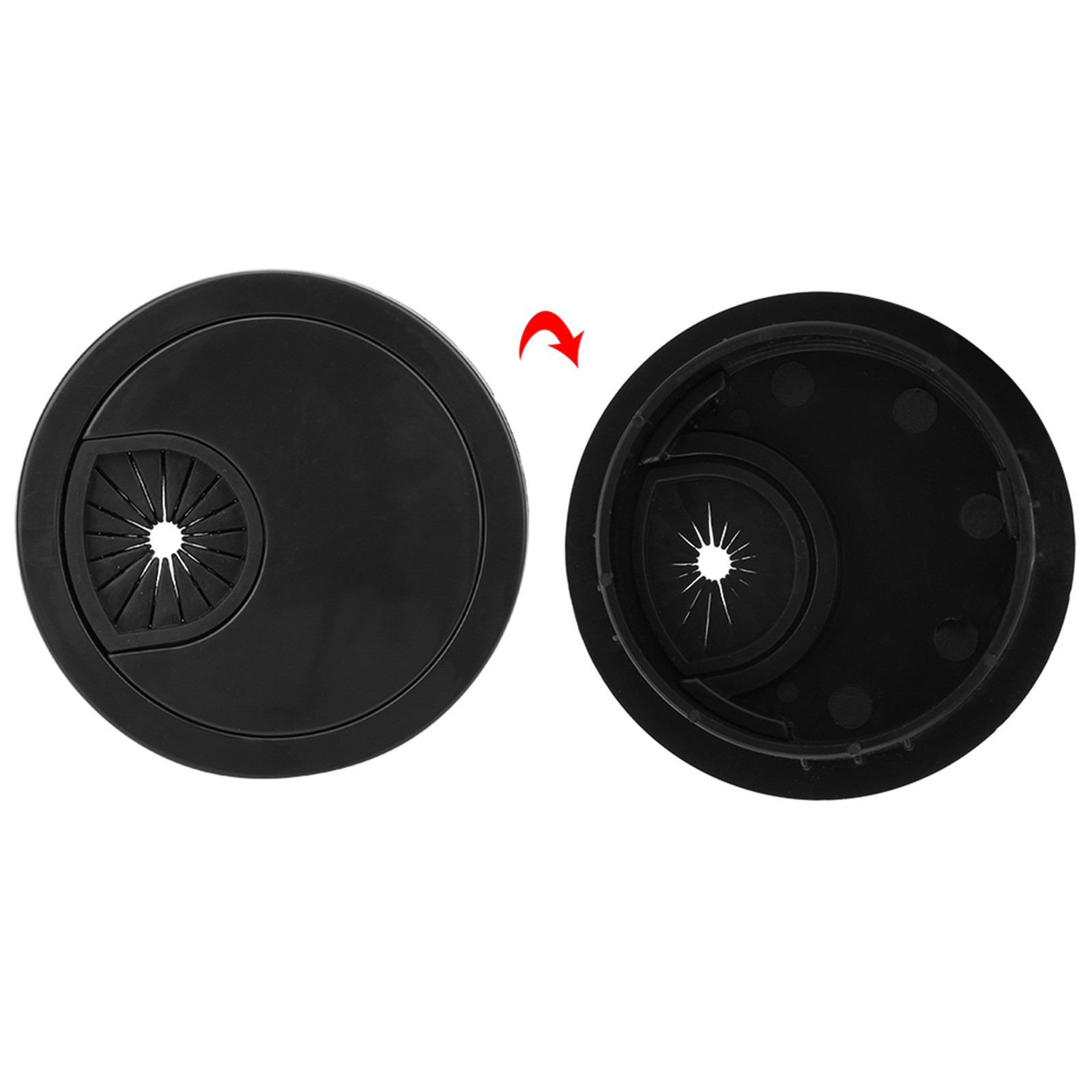 10 Pcs Wiring Grommet Bright Black Desktop ABS Plastic Wire Hole Organizer For O
