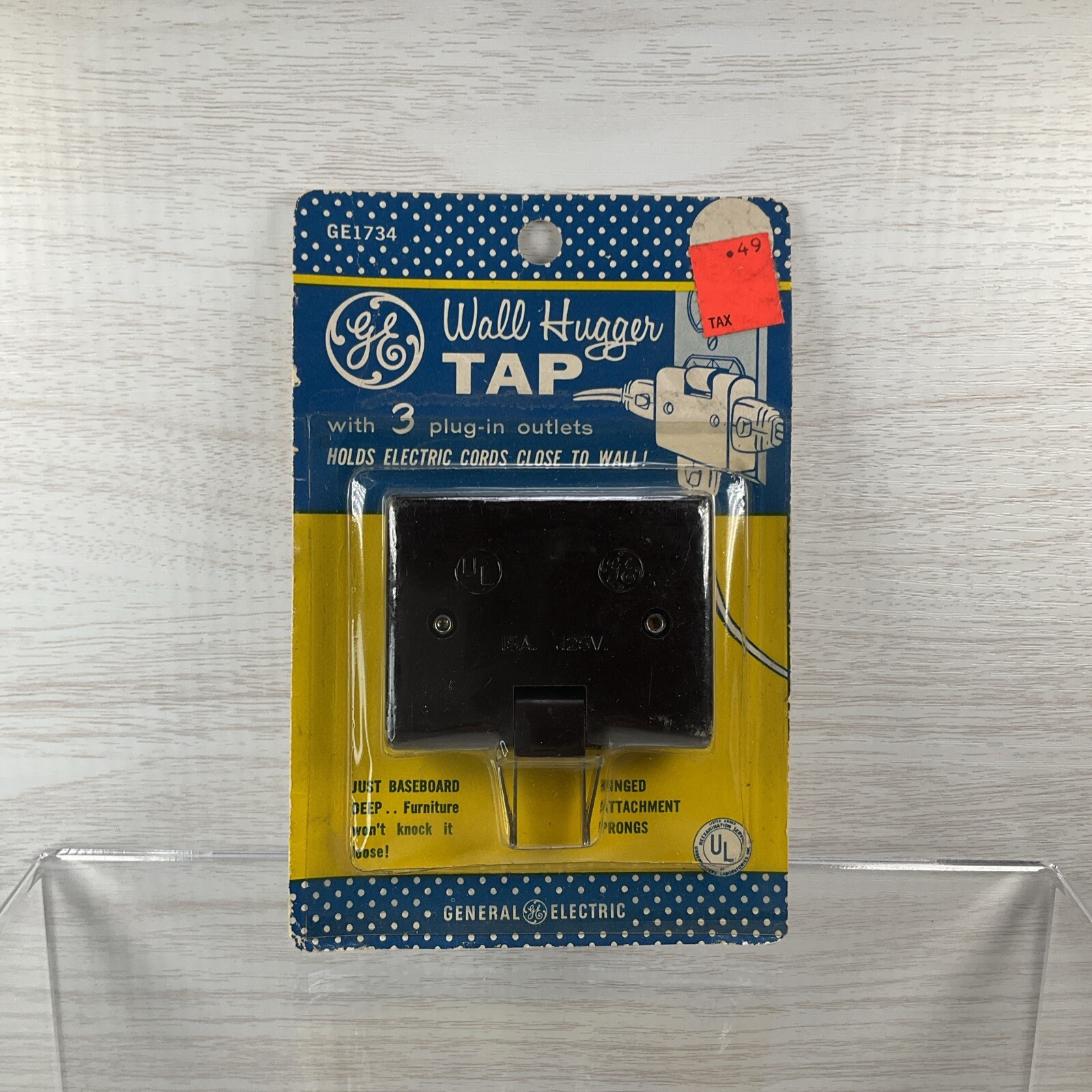 GE Wall Hugger Tap 3 Plug-in Outlets 15A 125V 4E – GE1734-11D NOS