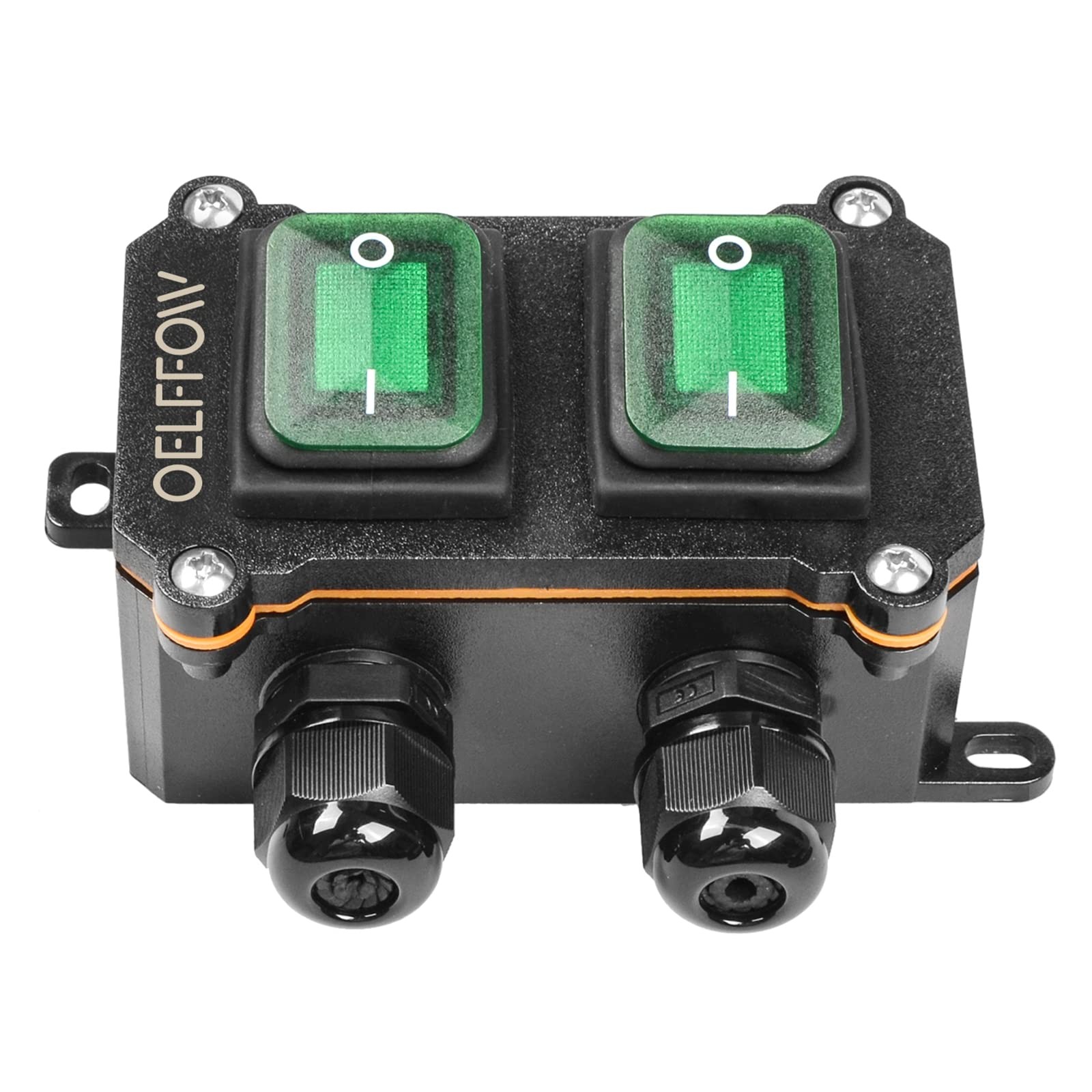 Waterproof On Off Toggle Switch Double Outlet Green Light Rocker AC 20A125V
