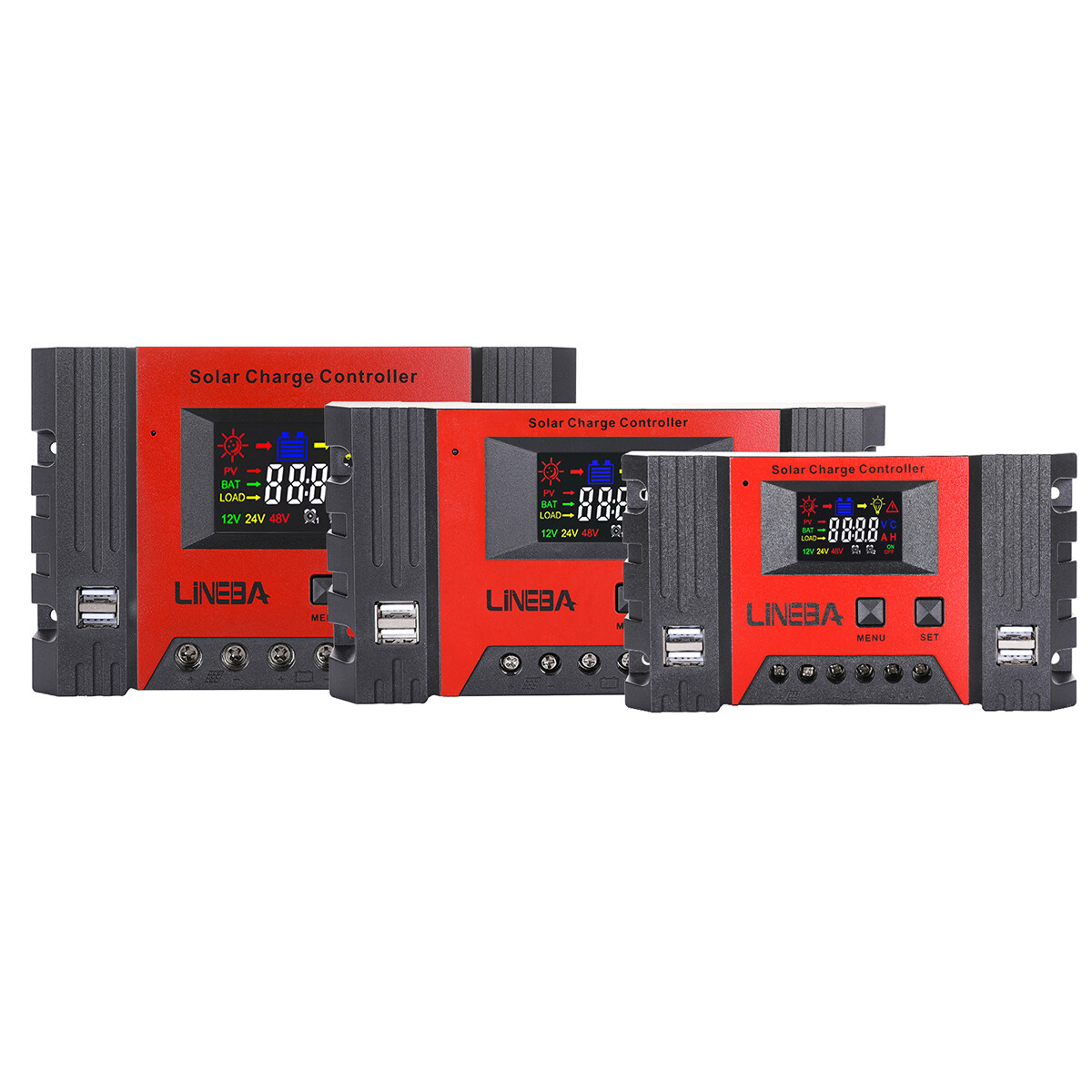 PWM 12V/24V/48V Solar Charge Controller with LCD Display LifePO4 Auto Regulator
