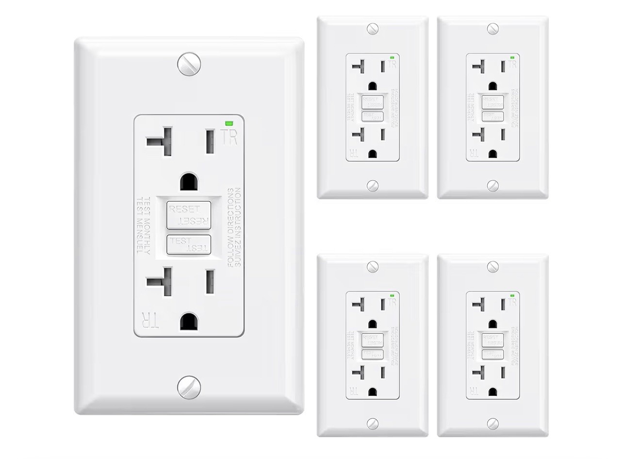 ELEGRP GFCI Outlet 20 Amp, Self-Test GFI Electrical Outlet with Narrow Design