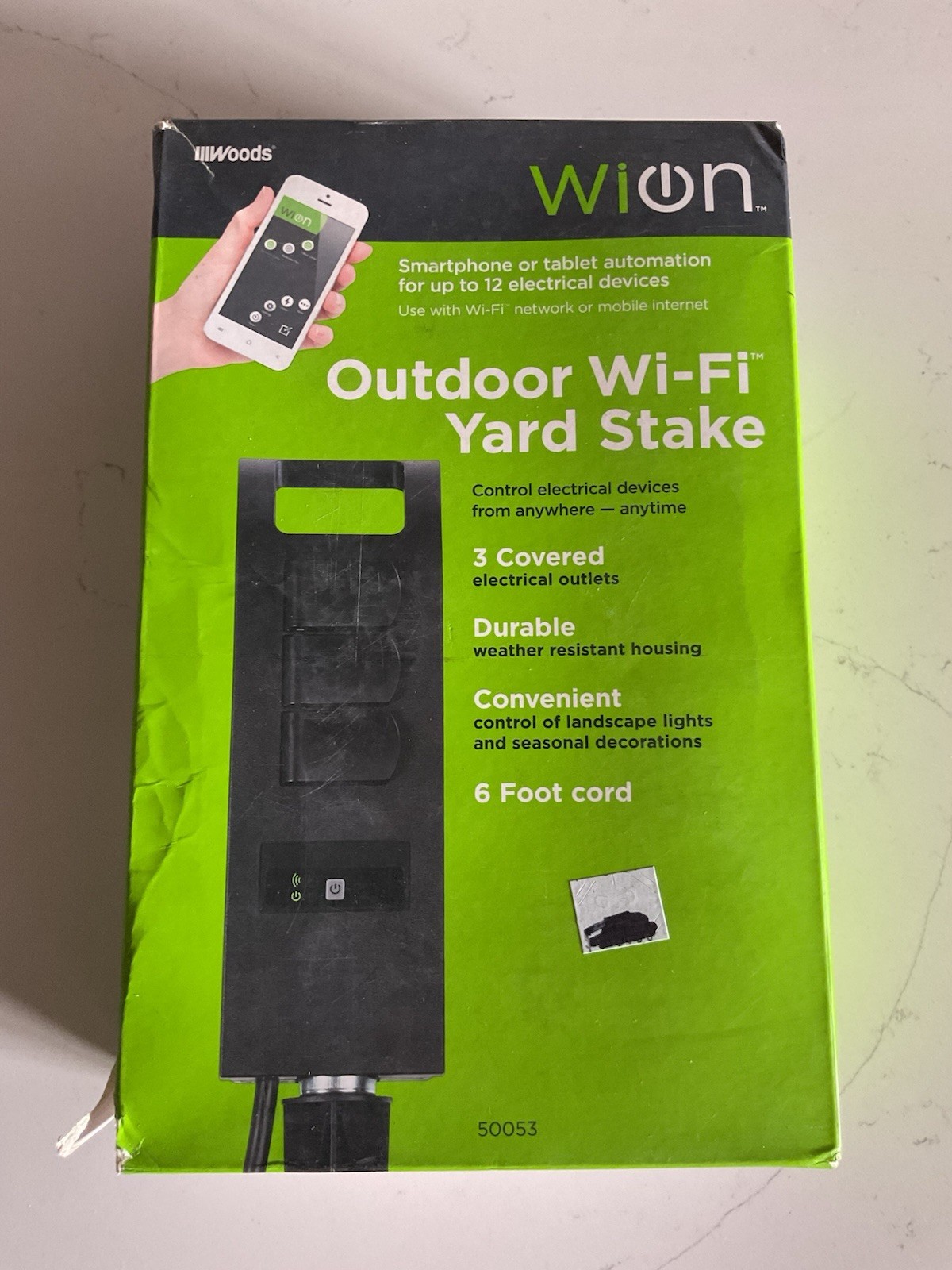 Woods WiOn Outdoor Wi-Fi 3-Outlet Plug-In Yard Stake (50053)