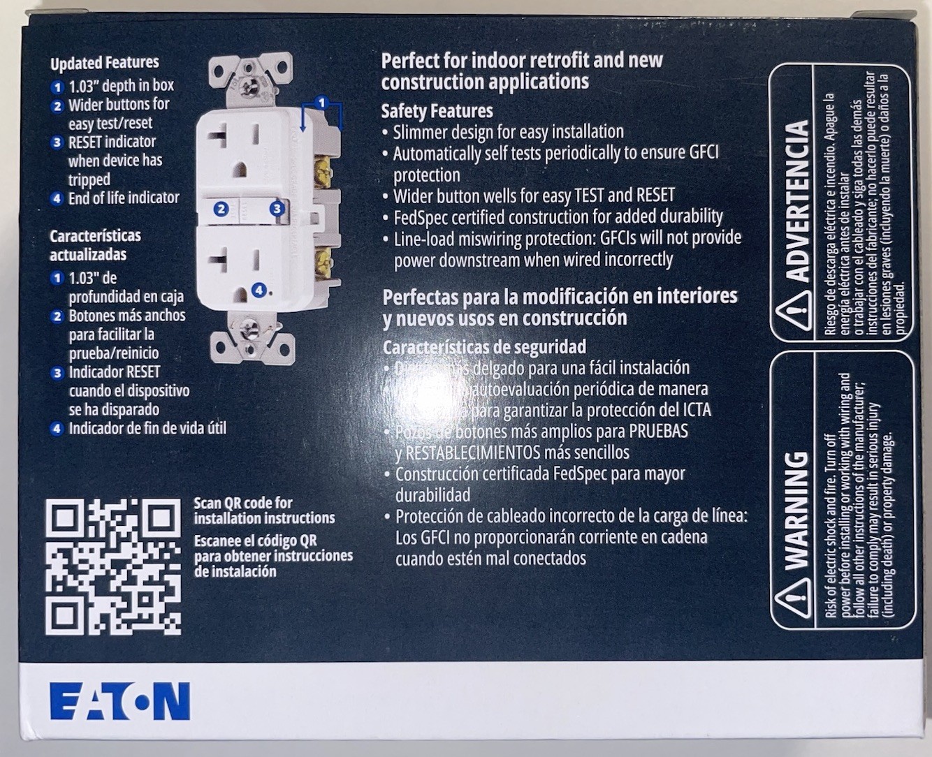 Eaton GF20W-3 PACK White GFCI Decorator Outlet Receptacle 20A 125V New G1***