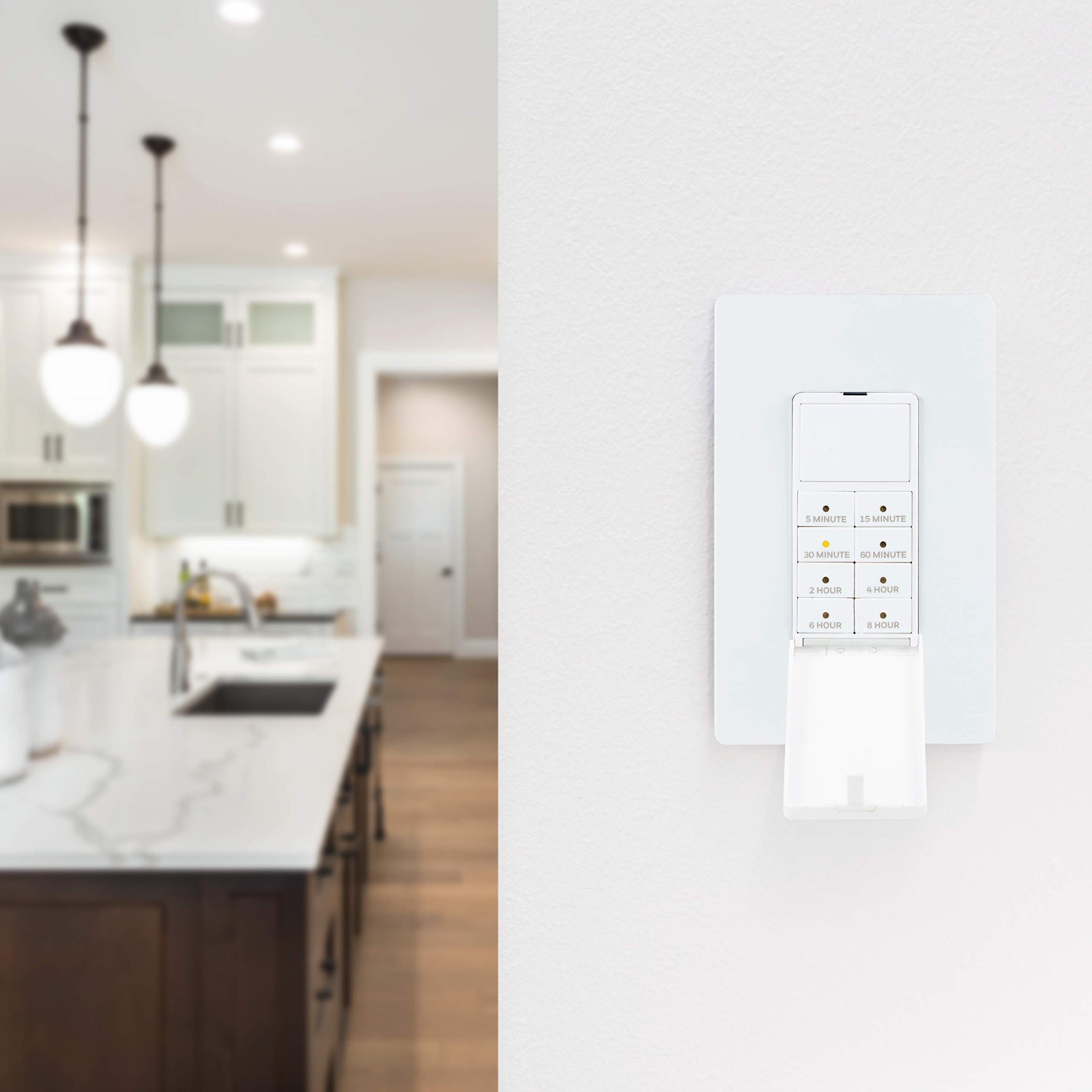 In-Wall Push-Button Timer Switch 2 Pack, Countdown 5-15-30 Min/1-2-4-6-8 Hr, Neu